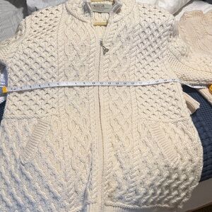 Aran sweater market Zip-Front Cable Knit Sweater Jacket in Cream